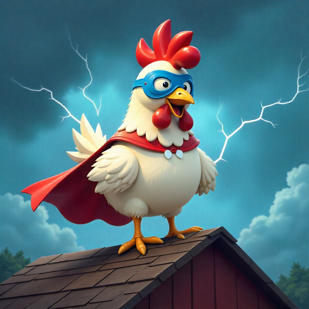 Cartoon chicken family enjoying a fun day