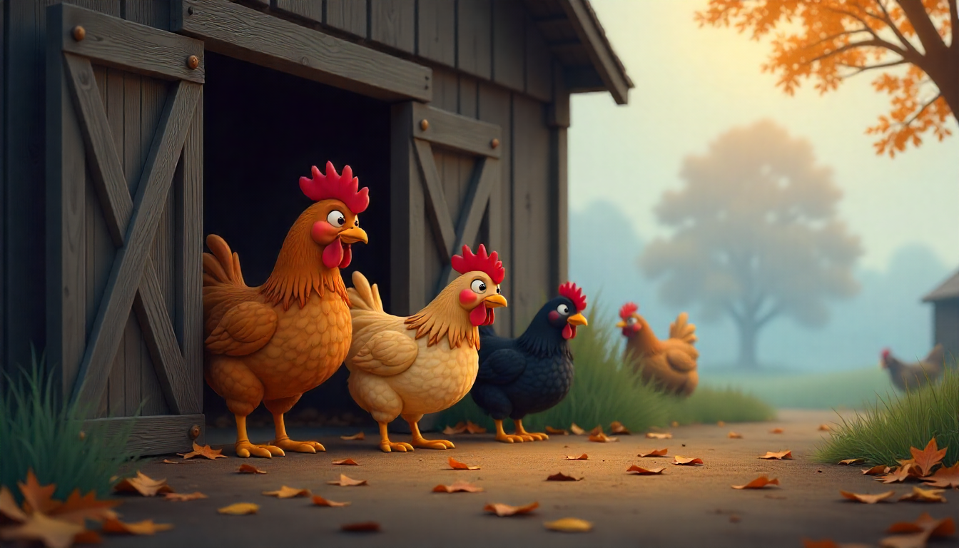Interactive chicken cartoon game screenshot